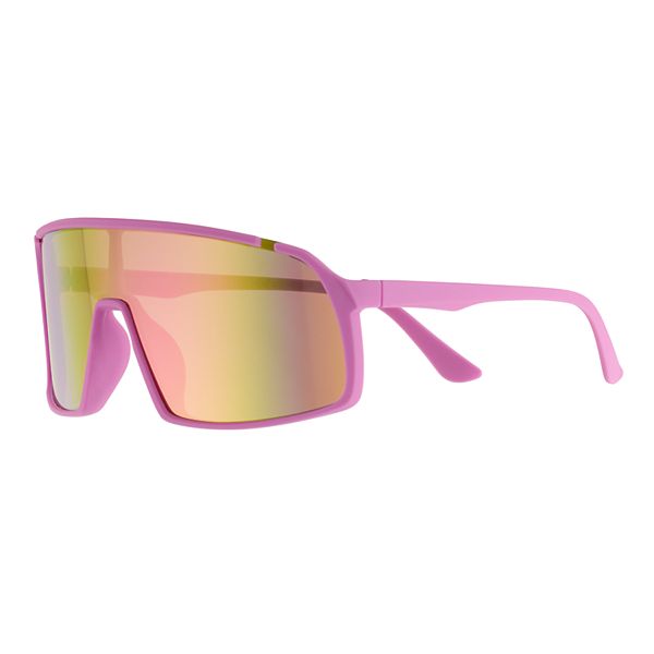 Women's Cali Blue Plastic Oversized Shield Sunglasses