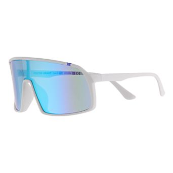 Women's Cali Blue Plastic Oversized Shield Sunglasses