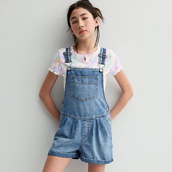 Girls 6-20 SO® Denim Shortalls in Regular & Plus Size