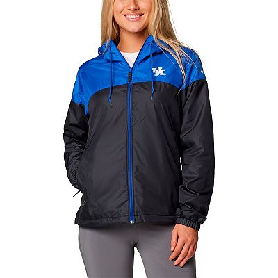 Women s Columbia Royal Black Kentucky Wildcats Flash Forward Full Zip Hoodie Windbreaker Jacket