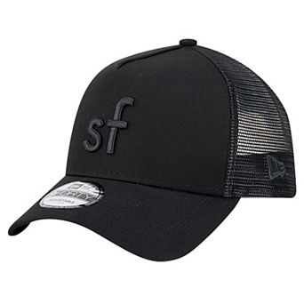 Men's New Era Black San Francisco 49ers Domain 9FORTY A-Frame Trucker Adjustable Hat