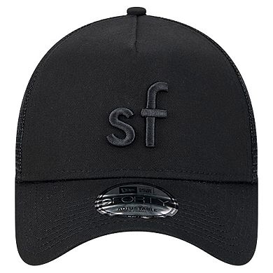 Men's New Era Black San Francisco 49ers Domain 9FORTY A-Frame Trucker Adjustable Hat