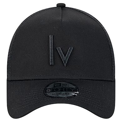 Men's New Era Black Las Vegas Raiders Domain 9FORTY A-Frame Trucker Adjustable Hat