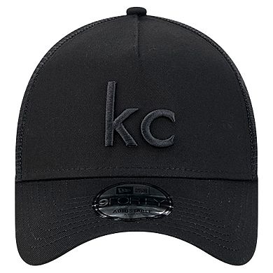 Men's New Era Black Kansas City Chiefs Domain 9FORTY A-Frame Trucker Adjustable Hat