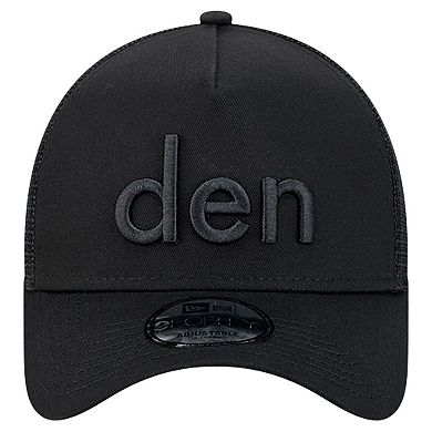 Men's New Era Black Denver Broncos Domain 9FORTY A-Frame Trucker Adjustable Hat