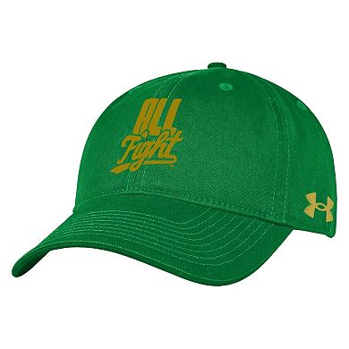 Men's Under Armour Kelly Green Notre Dame Fighting Irish Washed Performance Cotton Adjustable Hat