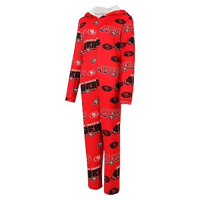 Women's Concepts Sport Scarlet San Francisco 49ers Roadway Allover Print Microfleece Full-Zip Union Suit