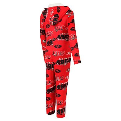 Women's Concepts Sport Scarlet San Francisco 49ers Roadway Allover Print Microfleece Full-Zip Union Suit