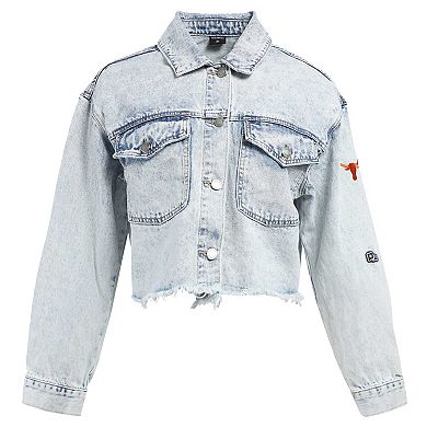 Women's Hype and Vice Denim Texas Longhorns Lightwash Full-Button Jean Jacket