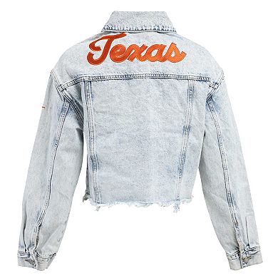 Women's Hype and Vice Denim Texas Longhorns Lightwash Full-Button Jean Jacket