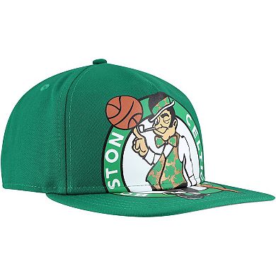Men's New Era Kelly Green Boston Celtics Oversized Puff Print Logo Golfer Snapback Hat