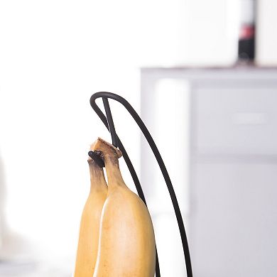 Wire Metal Fruit Basket Holder With Banana Hanger, Set Of 2