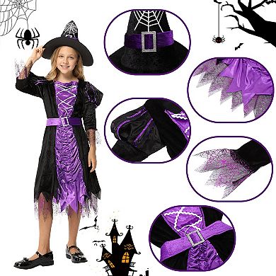 Girl Witch Costume Halloween Fancy Witch Dress For Kids Toddler Classic Costume For Party Dress-up