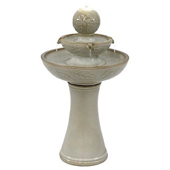 Sunnydaze Gentle Glow 26.5" H 2 tier Ceramic Fountain with LED Lights