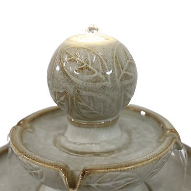Sunnydaze Gentle Glow 26.5" H 2-Tier Ceramic Fountain with LED Lights