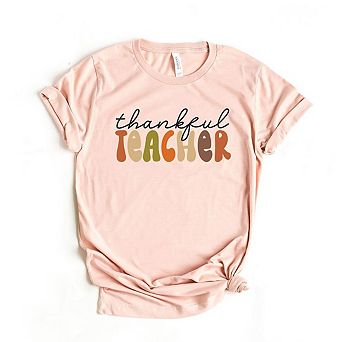 Thankful Teacher Colorful Short Sleeve Graphic Tee