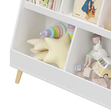 5 Cubbies Wooden Open Bookcase Kids Bookshelf And Toy Organizer