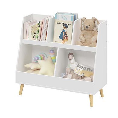 5 Cubbies Wooden Open Bookcase Kids Bookshelf And Toy Organizer