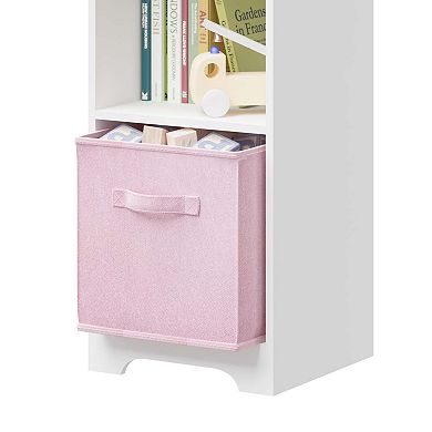 2-tier Display Organizer Kids Dollhouse Bookcase With Collapsible Drawer Storage