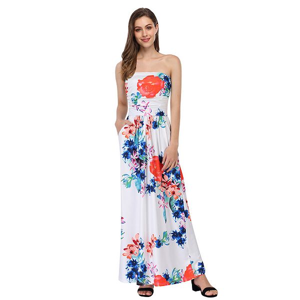 Bohemian Beach Maxi Dress with Floral Print for Women