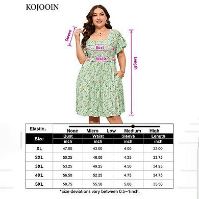 Plus Size Summer Dress Womens Plus Size Clothing Square Neck Dress Ruffle Sleeve Plus Size Dress
