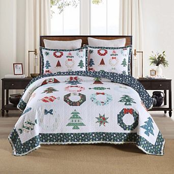 Marcielo 3 pc Winter Christmas Quilt Bedspread Set