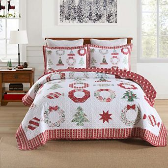 Marcielo 3 pc Winter Christmas Quilt Bedspread Set