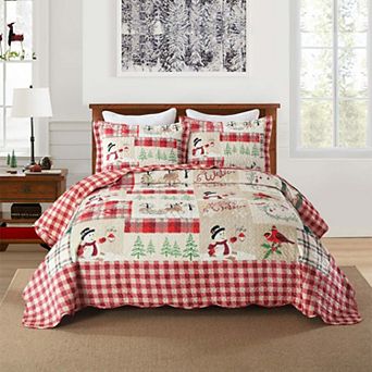 Marcielo 3 pc Velvet Quilted Oversized Christmas Quilt Set