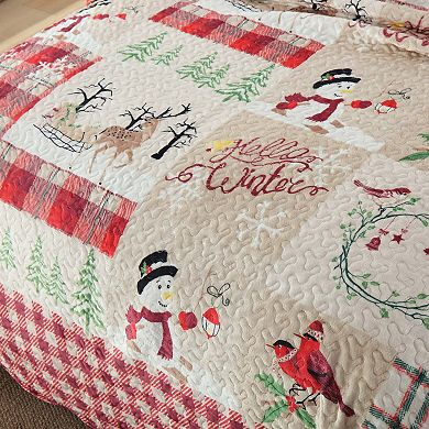Marcielo 3 Pc Velvet Quilted Oversized Christmas Quilt Set
