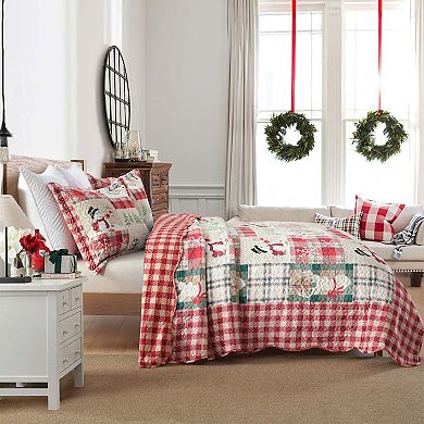Marcielo 3 Pc Velvet Quilted Oversized Christmas Quilt Set