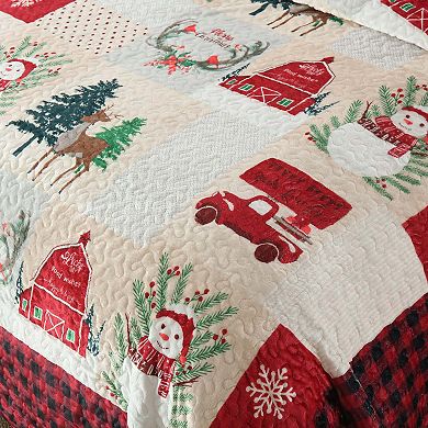 Marcielo 3 Pc Velvet Quilted Oversized Christmas Quilt Set