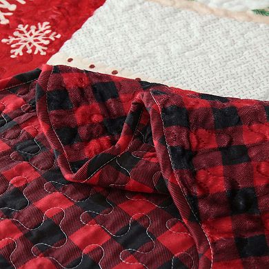 Marcielo 3 Pc Velvet Quilted Oversized Christmas Quilt Set