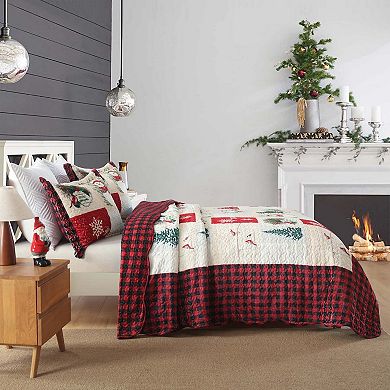 Marcielo 3 Pc Velvet Quilted Oversized Christmas Quilt Set