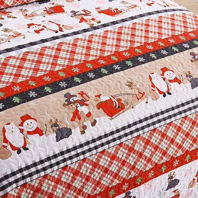 Marcielo 2/3 Pcs Christmas Quilt Bedspread Holiday Bedding Set