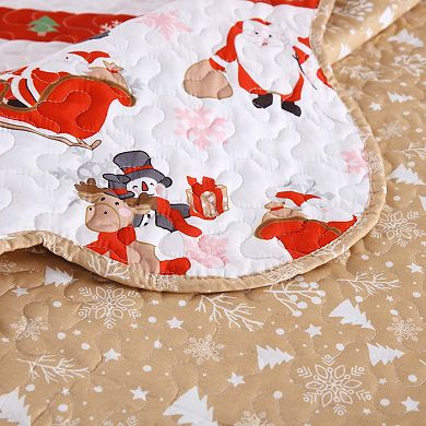 Marcielo 2/3 Pcs Christmas Quilt Bedspread Holiday Bedding Set