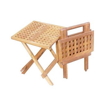 Teak Square Picnic Table (shown in open & close position)