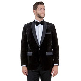 Men's Velvet Slim-fit Blazer W/ Satin Shawl Collar