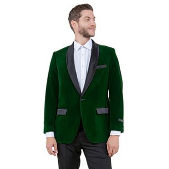 Men's Velvet Slim-fit Blazer W/ Satin Shawl Collar