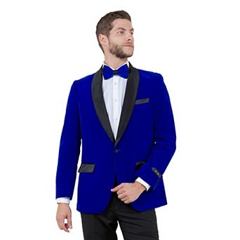 Men's Velvet Slim-fit Blazer W/ Satin Shawl Collar