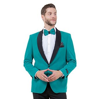 Men's Velvet Slim-fit Blazer W/ Satin Shawl Collar