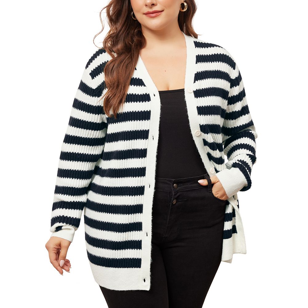 Plus Size Cardigan Sweater For Women Button Down Open Front Long