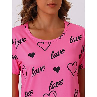 Women Pajamas Set Short Sleeve Shirt with Long Pajama Pant Set