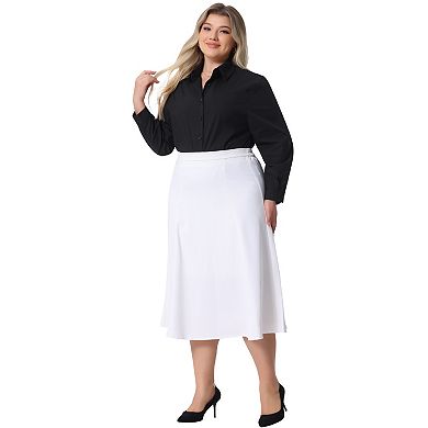 Plus Size Bodysuits For Women Button Down Long Sleeve Office Bodysuits Blouse Top