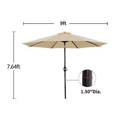 Casainc 9 Ft.patio Umbrella Market Solar Led Light Tilt Without Base