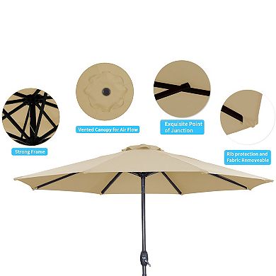 Casainc 9 Ft.patio Umbrella Market Solar Led Light Tilt Without Base