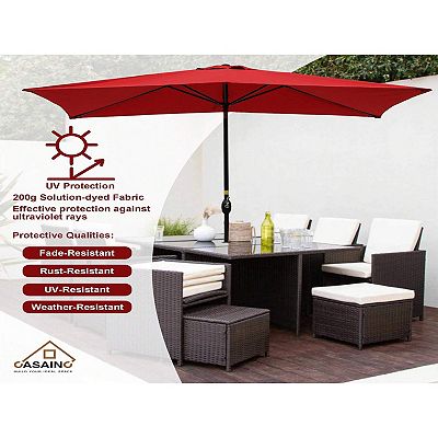 casainc patio umbrella CASAINC 15-ft Steel Red No-tilt Garden Patio Umbrella with Lights and Base  WF-OP70097WN at Lowes.com