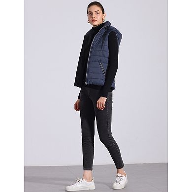 Quilted Jacket for Women's Sleeveless Winter Hoodie Vest