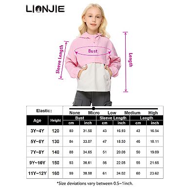 Girls Packable Rain Jacket Waterproof Hooded Raincoats Windproof Size 3-12Y