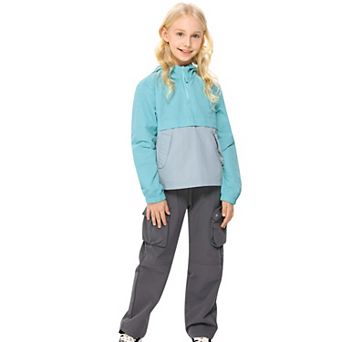 Girls Packable Rain Jacket Waterproof Hooded Raincoats Windproof Size 3-12Y