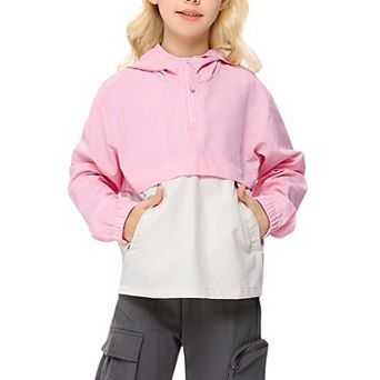 Girls Packable Rain Jacket Waterproof Hooded Raincoats Windproof Size 3-12Y